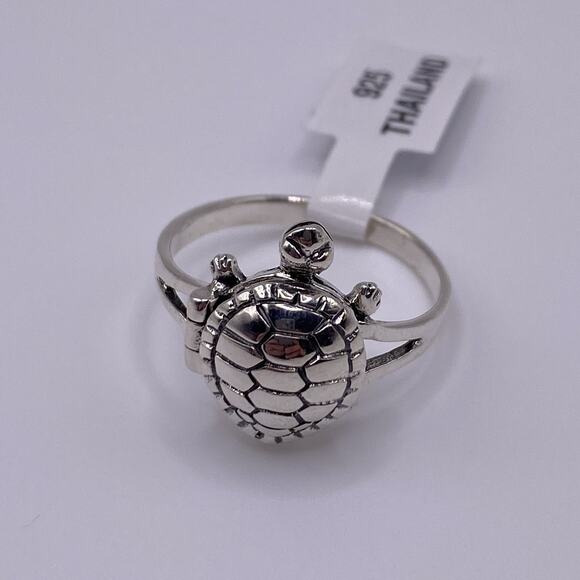 TURTLE POISON RING Size 10 Sterling Silver Pill Box 925 Jewelry - Picture 2 of 9